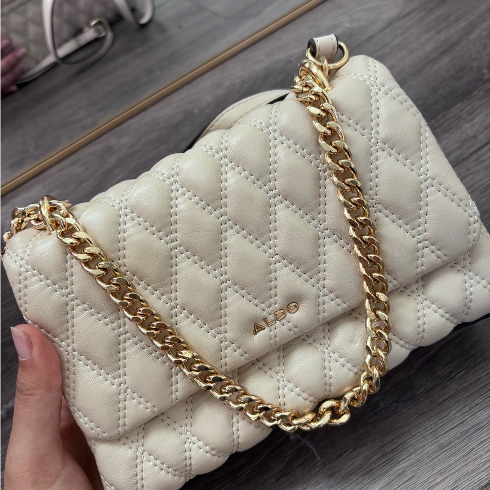 ALDO Cream Quilted Chain Bag